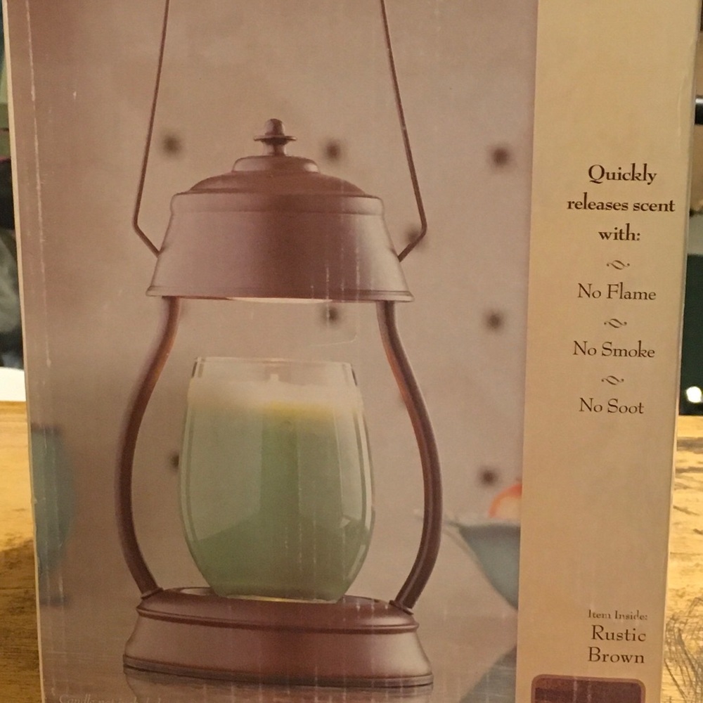 NWT Rustic Brown Hurricane Candle Warmer Lantern